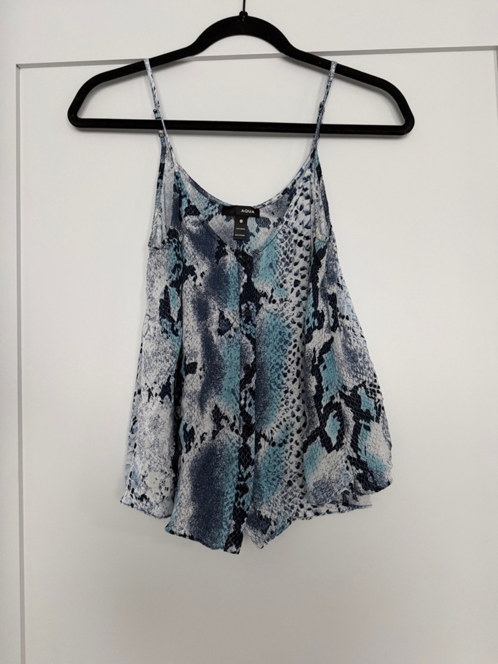 Aqua Teal and Navy Snake-Print Spaghetti Strap Cami
